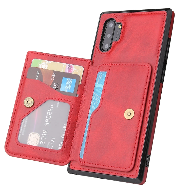 For Samsung Galaxy Note10+ Calf Texture Magnetic Card Bag PU Phone Case