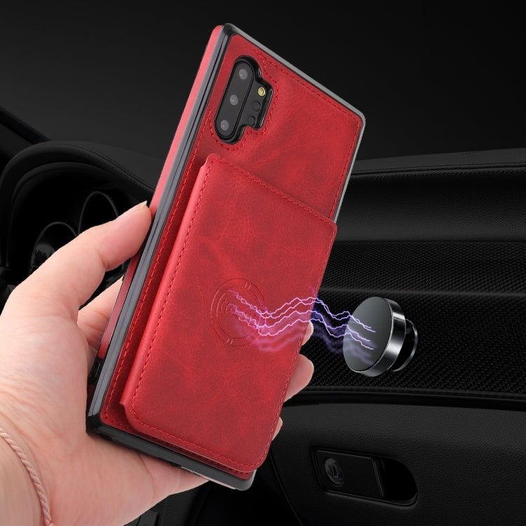 For Samsung Galaxy Note10+ Calf Texture Magnetic Card Bag PU Phone Case