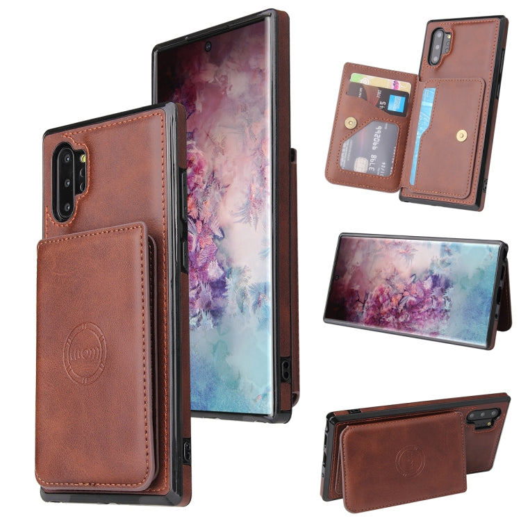 For Samsung Galaxy Note10+ Calf Texture Magnetic Card Bag PU Phone Case