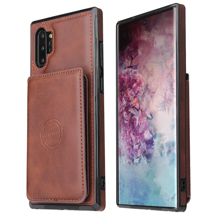 For Samsung Galaxy Note10+ Calf Texture Magnetic Card Bag PU Phone Case
