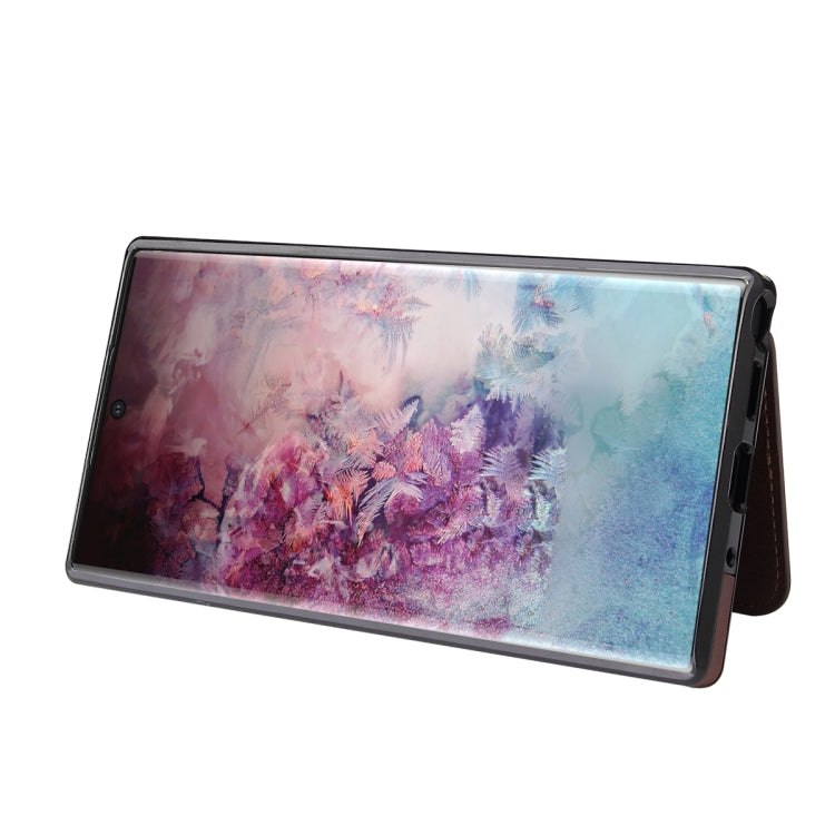 For Samsung Galaxy Note10+ Calf Texture Magnetic Card Bag PU Phone Case