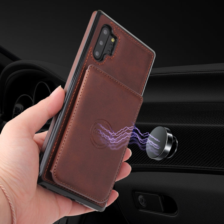 For Samsung Galaxy Note10+ Calf Texture Magnetic Card Bag PU Phone Case