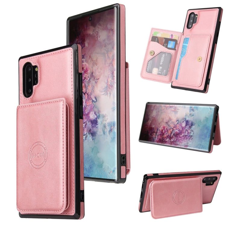 For Samsung Galaxy Note10+ Calf Texture Magnetic Card Bag PU Phone Case