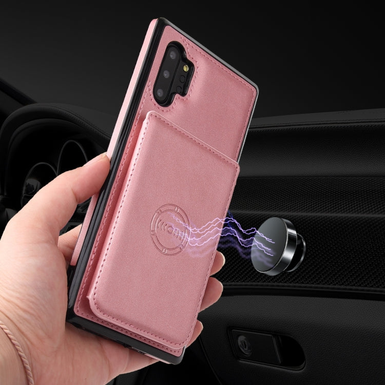 For Samsung Galaxy Note10+ Calf Texture Magnetic Card Bag PU Phone Case