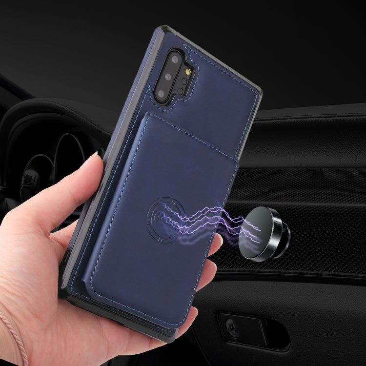 For Samsung Galaxy Note10+ Calf Texture Magnetic Card Bag PU Phone Case