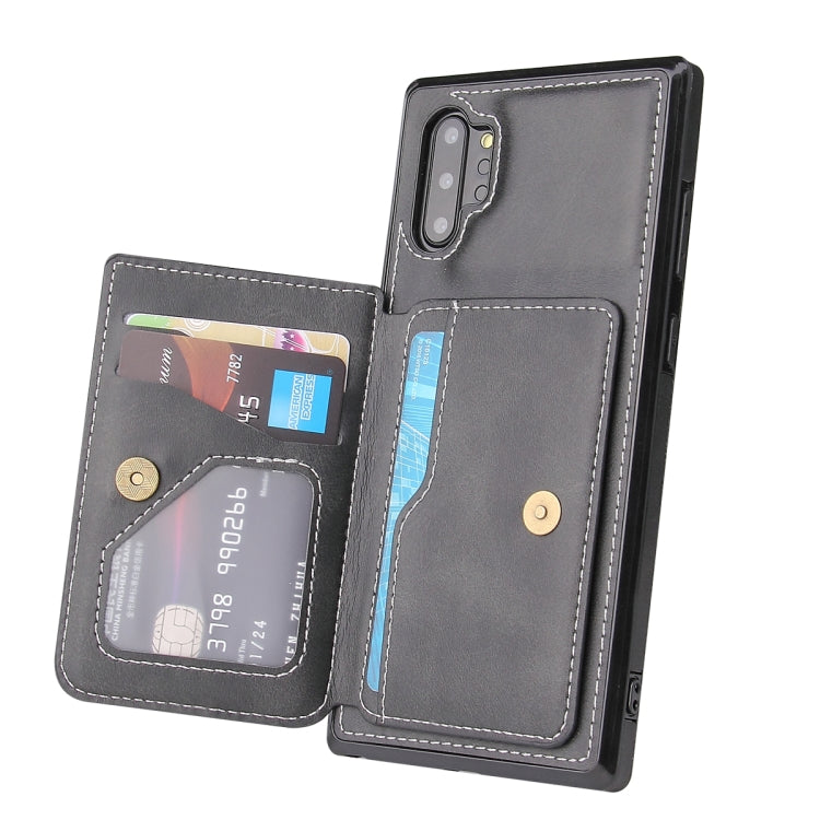 For Samsung Galaxy Note10+ Calf Texture Magnetic Card Bag PU Phone Case