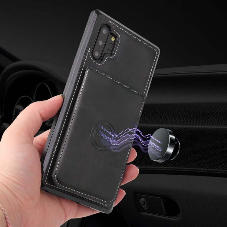 For Samsung Galaxy Note10+ Calf Texture Magnetic Card Bag PU Phone Case