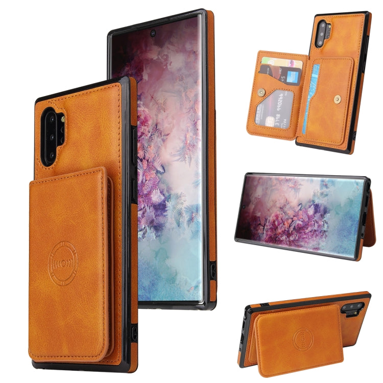 For Samsung Galaxy Note10+ Calf Texture Magnetic Card Bag PU Phone Case