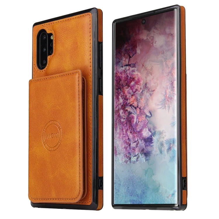 For Samsung Galaxy Note10+ Calf Texture Magnetic Card Bag PU Phone Case
