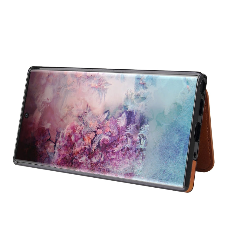 For Samsung Galaxy Note10+ Calf Texture Magnetic Card Bag PU Phone Case