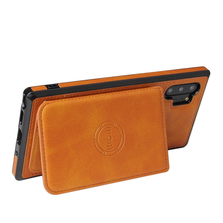 For Samsung Galaxy Note10+ Calf Texture Magnetic Card Bag PU Phone Case