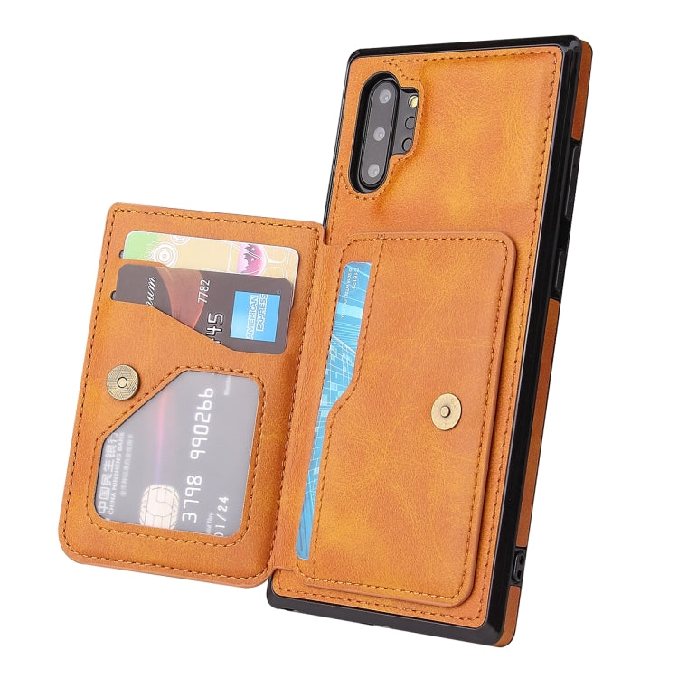 For Samsung Galaxy Note10+ Calf Texture Magnetic Card Bag PU Phone Case