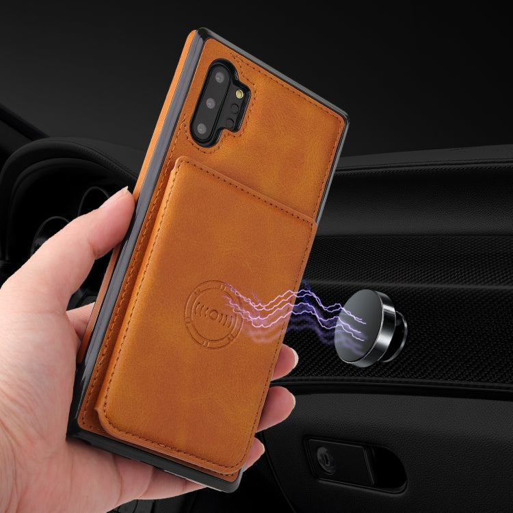 For Samsung Galaxy Note10+ Calf Texture Magnetic Card Bag PU Phone Case