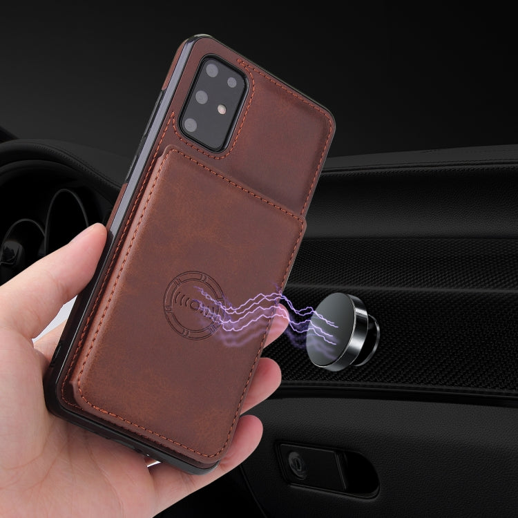 For Samsung Galaxy Note20 Calf Texture Magnetic Card Bag PU Phone Case