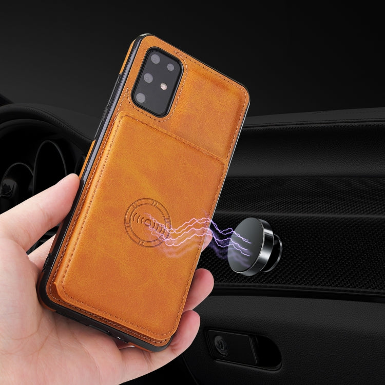 For Samsung Galaxy Note20 Calf Texture Magnetic Card Bag PU Phone Case