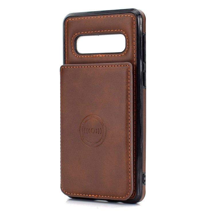 For Samsung Galaxy S10 Calf Texture Magnetic Card Bag PU Phone Case