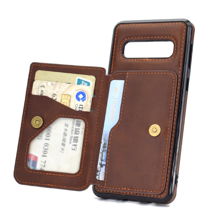 For Samsung Galaxy S10 Calf Texture Magnetic Card Bag PU Phone Case