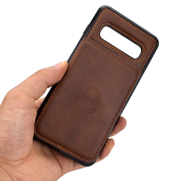 For Samsung Galaxy S10 Calf Texture Magnetic Card Bag PU Phone Case