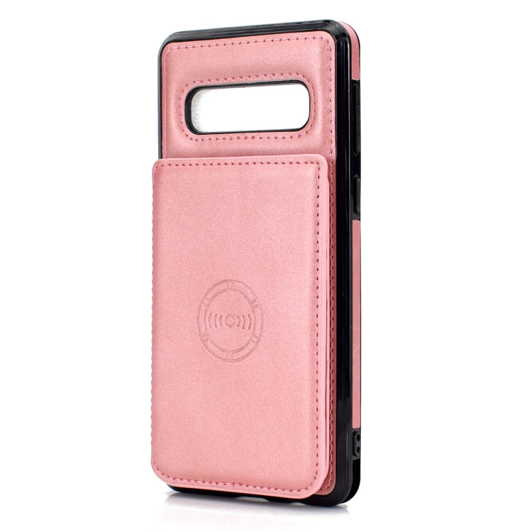 For Samsung Galaxy S10 Calf Texture Magnetic Card Bag PU Phone Case