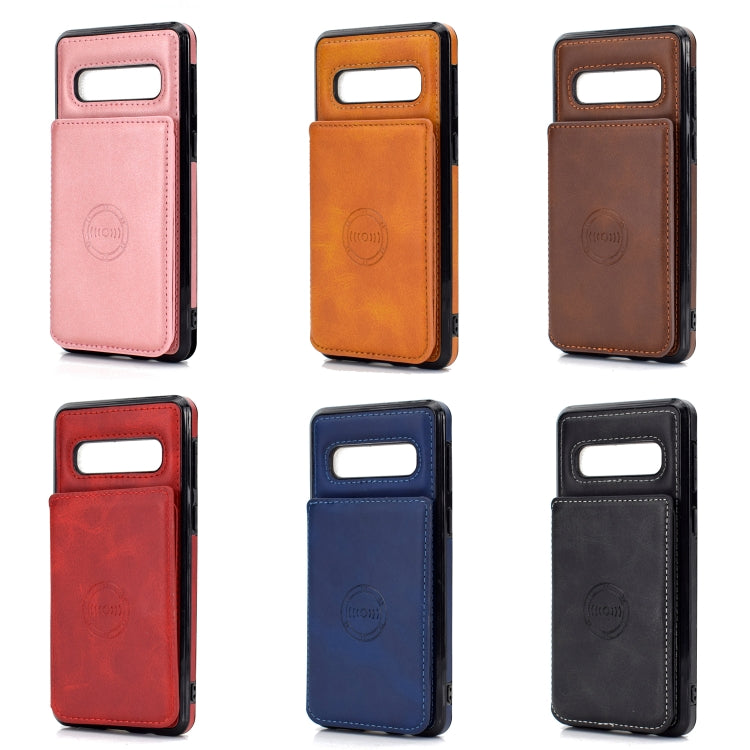 For Samsung Galaxy S10 Calf Texture Magnetic Card Bag PU Phone Case