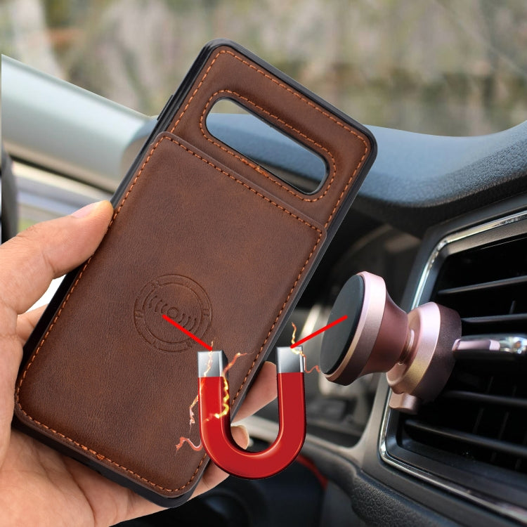 For Samsung Galaxy S10 Calf Texture Magnetic Card Bag PU Phone Case