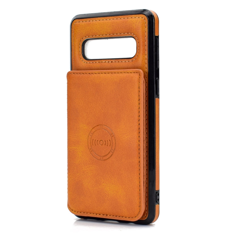For Samsung Galaxy S10 Calf Texture Magnetic Card Bag PU Phone Case