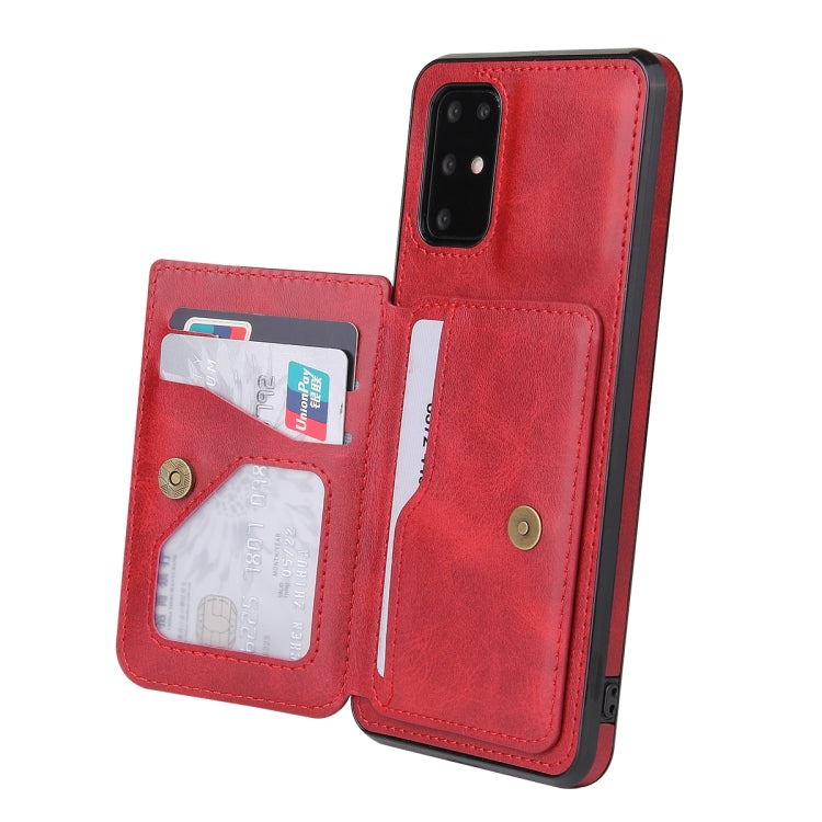 For Samsung Galaxy S20+ Calf Texture Magnetic Card Bag PU Phone Case