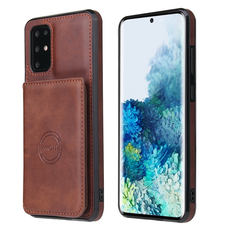 For Samsung Galaxy S20+ Calf Texture Magnetic Card Bag PU Phone Case