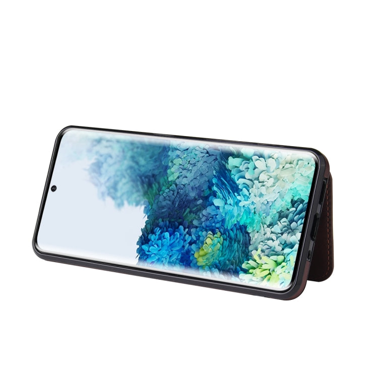 For Samsung Galaxy S20+ Calf Texture Magnetic Card Bag PU Phone Case