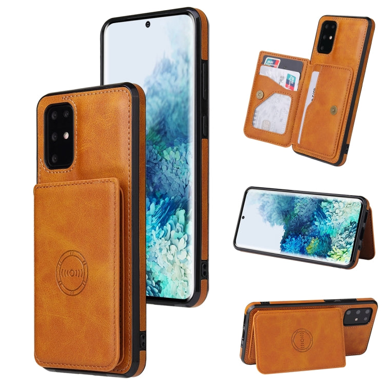 For Samsung Galaxy S20+ Calf Texture Magnetic Card Bag PU Phone Case