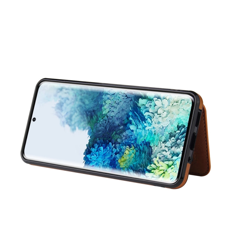 For Samsung Galaxy S20+ Calf Texture Magnetic Card Bag PU Phone Case