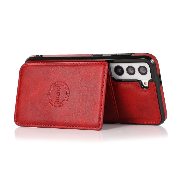 For Samsung Galaxy S21 5G Calf Texture Magnetic Card Bag PU Phone Case