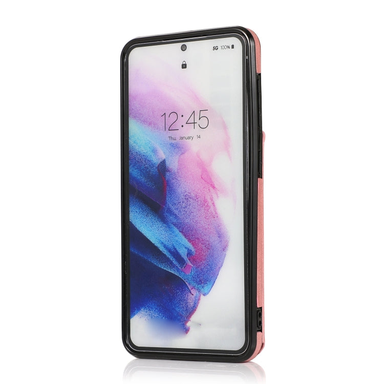 For Samsung Galaxy S21 5G Calf Texture Magnetic Card Bag PU Phone Case