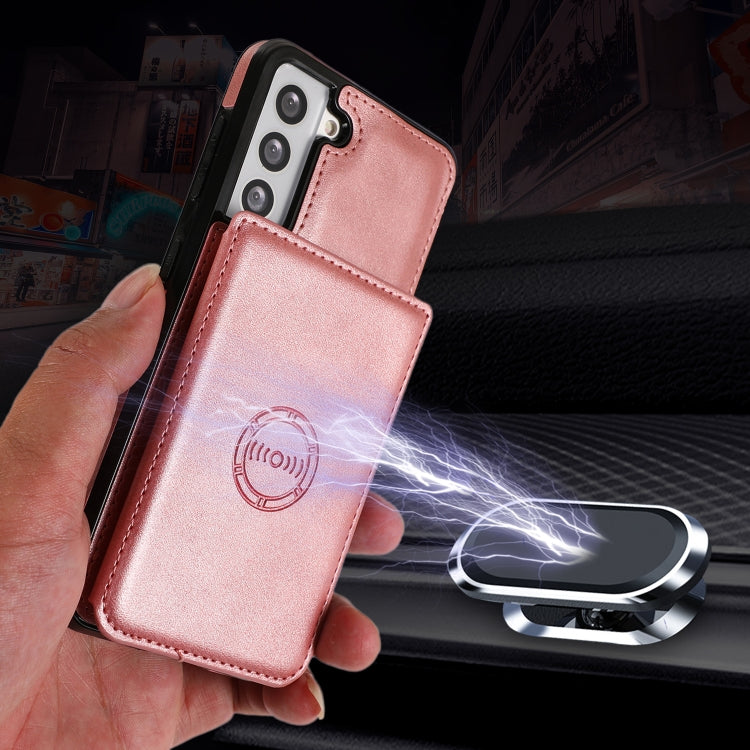 For Samsung Galaxy S21 5G Calf Texture Magnetic Card Bag PU Phone Case