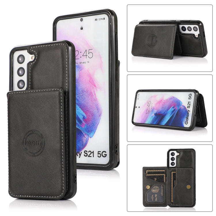 For Samsung Galaxy S21 5G Calf Texture Magnetic Card Bag PU Phone Case