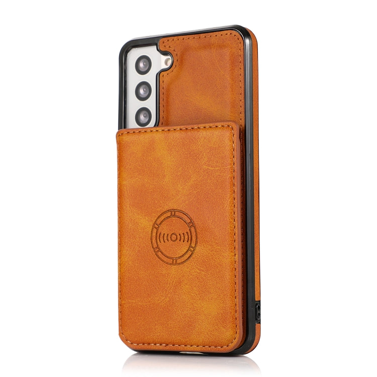 For Samsung Galaxy S21 5G Calf Texture Magnetic Card Bag PU Phone Case