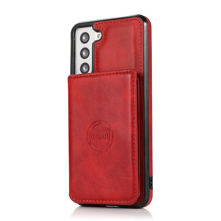 For Samsung Galaxy S21+ 5G Calf Texture Magnetic Card Bag PU Phone Case