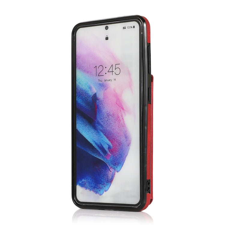 For Samsung Galaxy S21+ 5G Calf Texture Magnetic Card Bag PU Phone Case