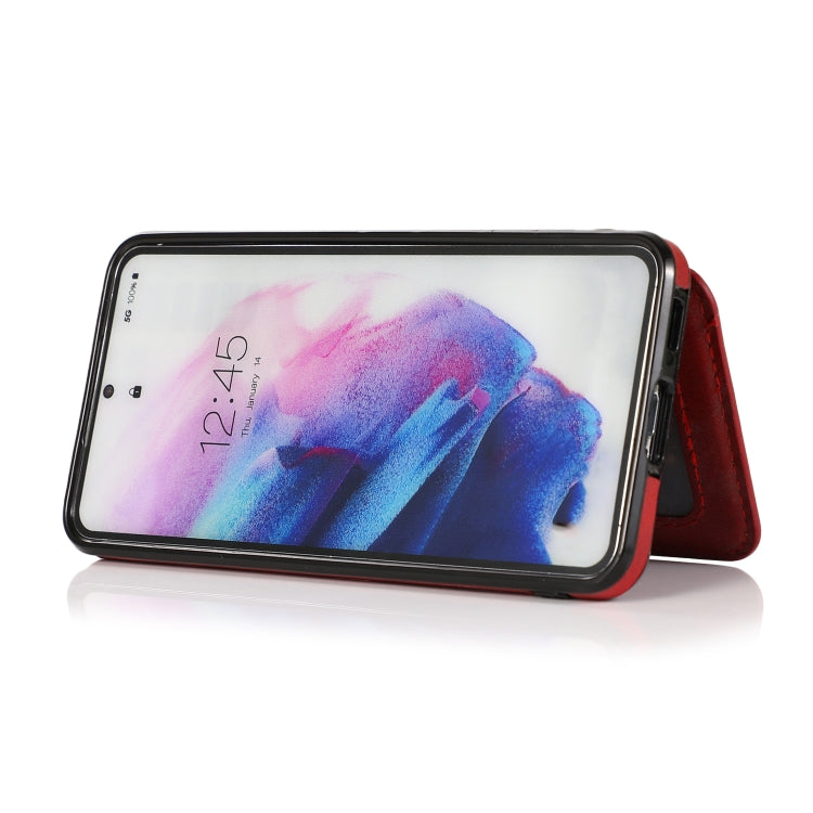 For Samsung Galaxy S21+ 5G Calf Texture Magnetic Card Bag PU Phone Case