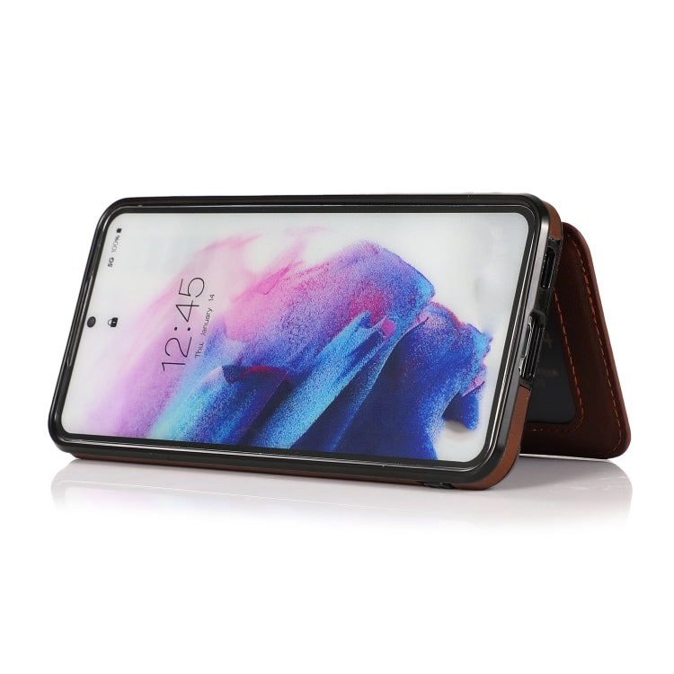 For Samsung Galaxy S21+ 5G Calf Texture Magnetic Card Bag PU Phone Case