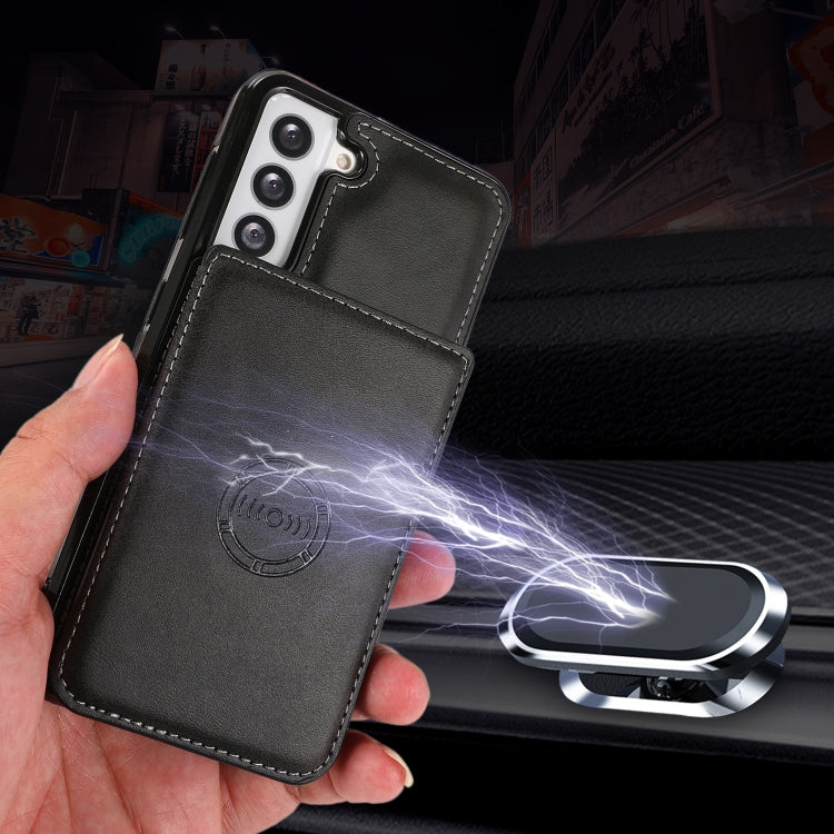 For Samsung Galaxy S21+ 5G Calf Texture Magnetic Card Bag PU Phone Case