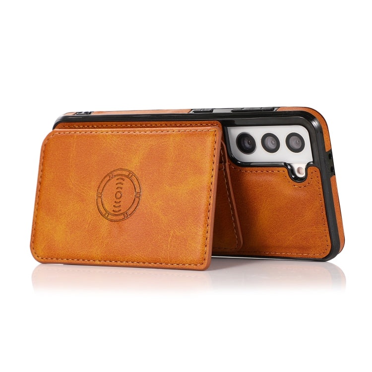 For Samsung Galaxy S21+ 5G Calf Texture Magnetic Card Bag PU Phone Case