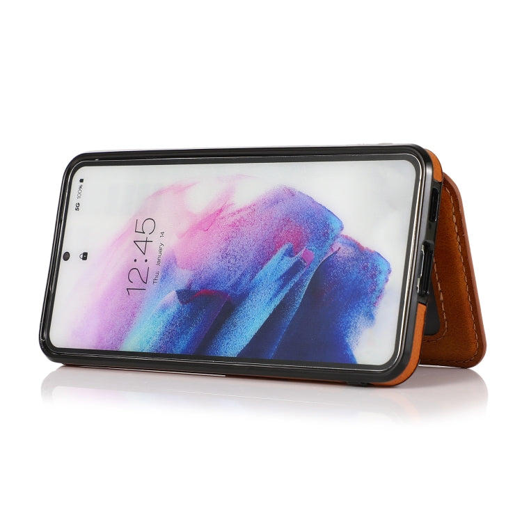 For Samsung Galaxy S21+ 5G Calf Texture Magnetic Card Bag PU Phone Case
