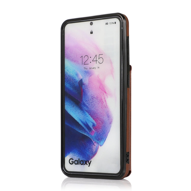 For Samsung Galaxy S21 FE 5G Calf Texture Magnetic Card Bag PU Phone Case