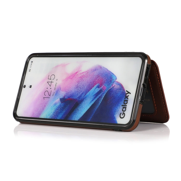For Samsung Galaxy S21 FE 5G Calf Texture Magnetic Card Bag PU Phone Case