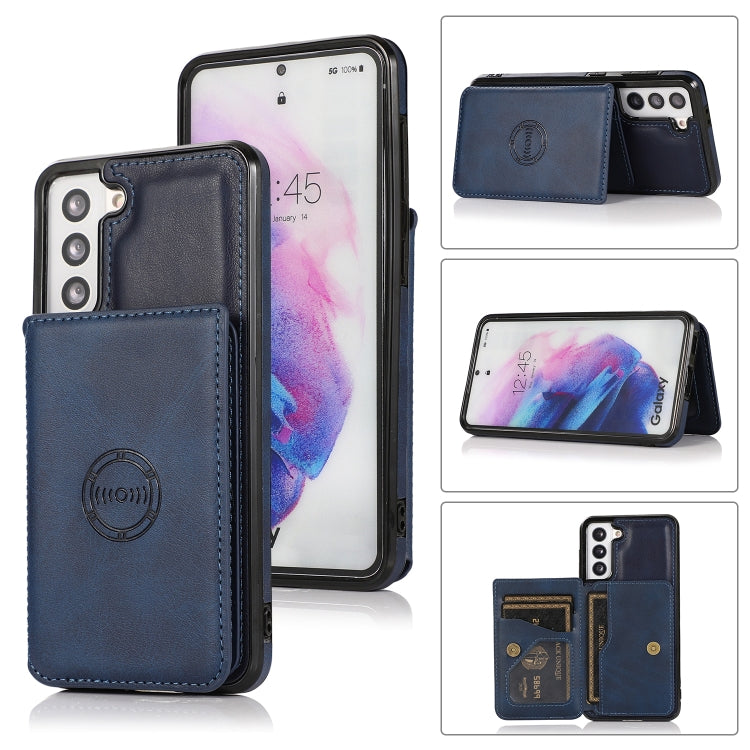 For Samsung Galaxy S21 FE 5G Calf Texture Magnetic Card Bag PU Phone Case