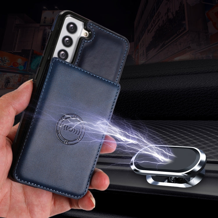 For Samsung Galaxy S21 FE 5G Calf Texture Magnetic Card Bag PU Phone Case