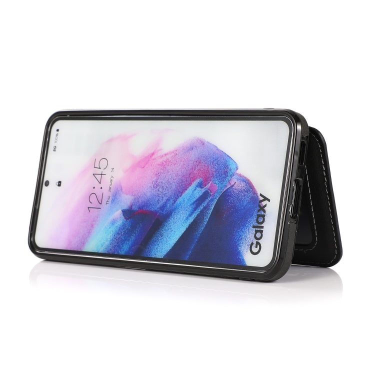 For Samsung Galaxy S21 FE 5G Calf Texture Magnetic Card Bag PU Phone Case