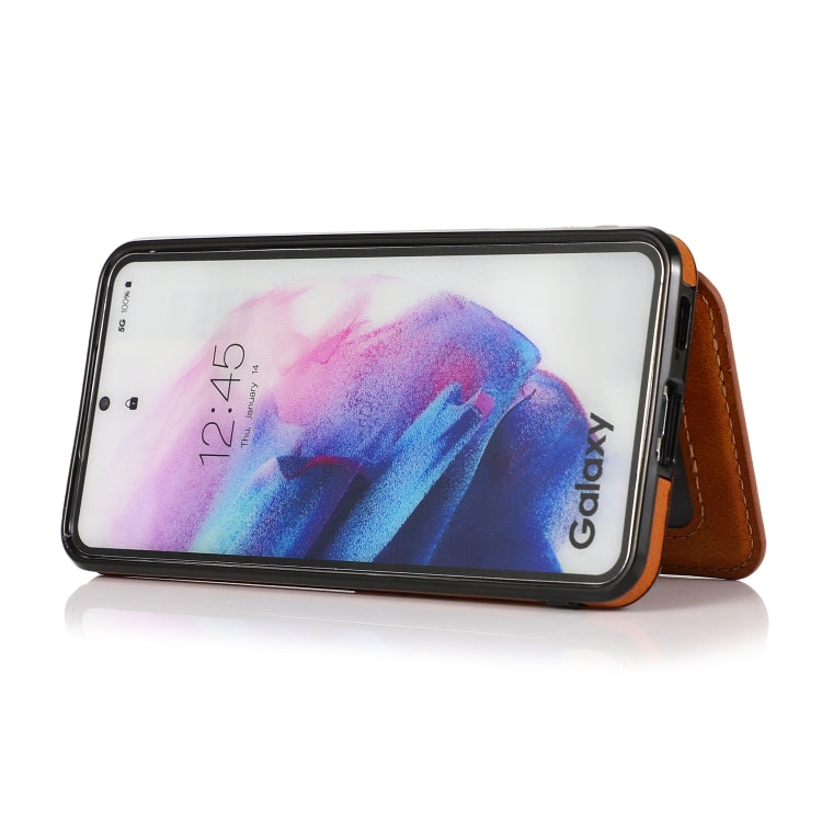 For Samsung Galaxy S21 FE 5G Calf Texture Magnetic Card Bag PU Phone Case