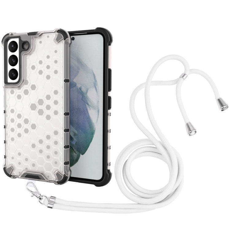 For Samsung Galaxy S22 5G Lanyard Honeycomb PC + TPU Case